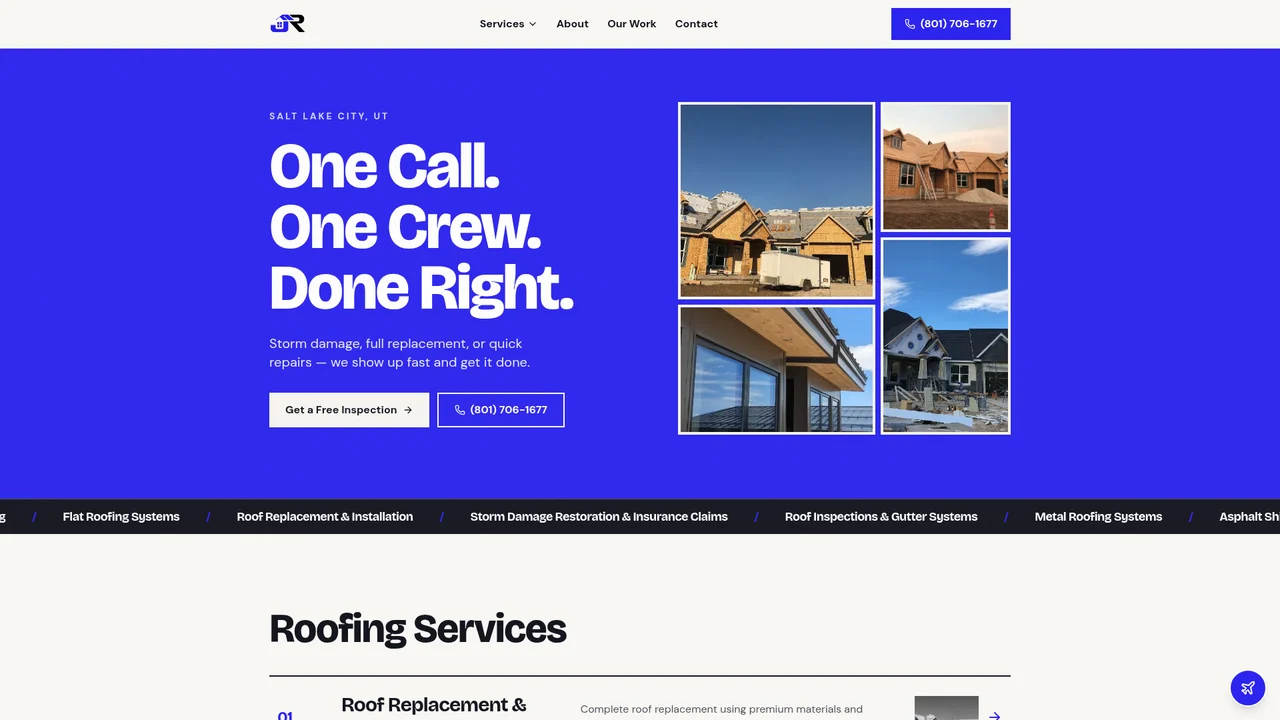 JR Roofing & Construction website preview