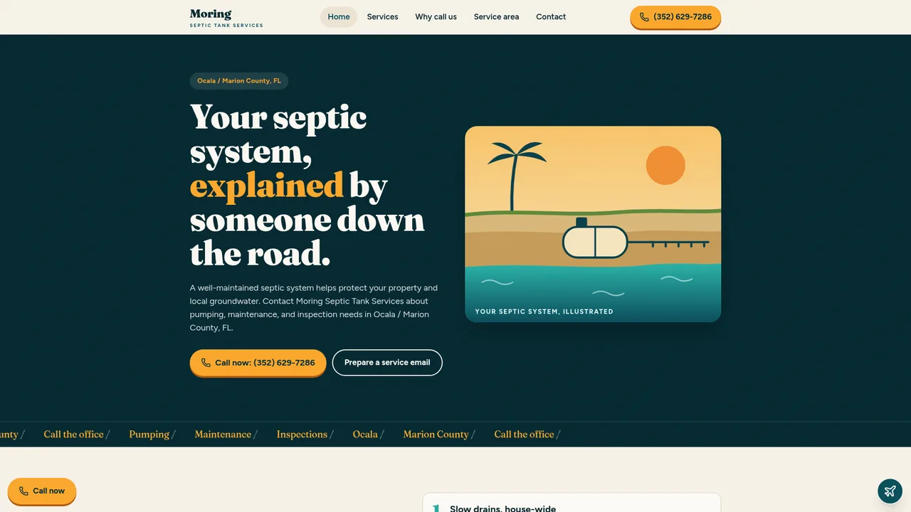 Moring Septic Tank Services website preview