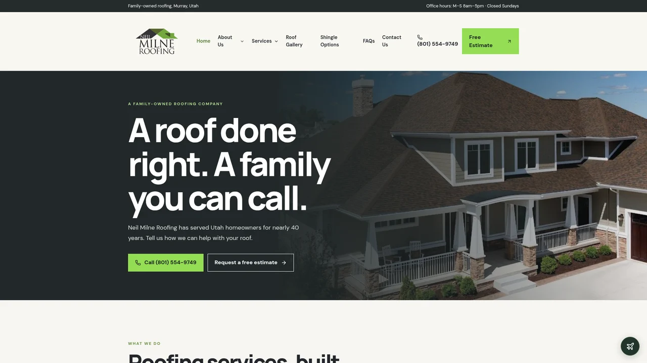 Neil Milne Roofing website preview